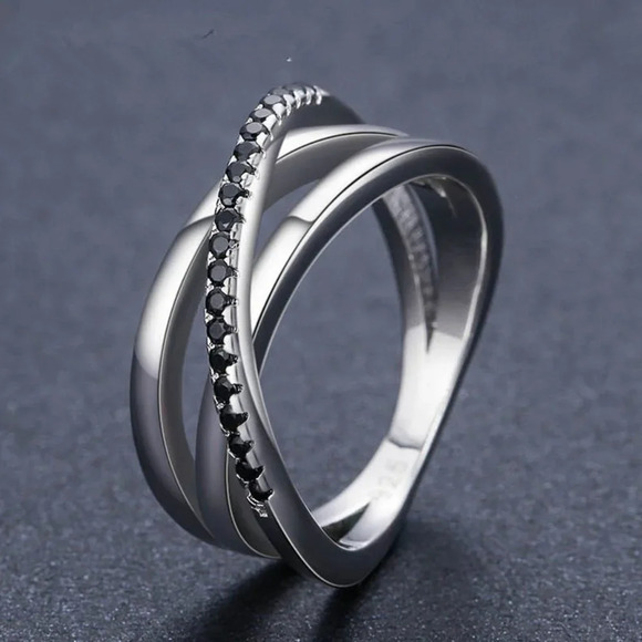 ✨ Multi Layer Four Lines Stacking Cross Stackable Rings for Women, PD048 - Picture 1 of 5